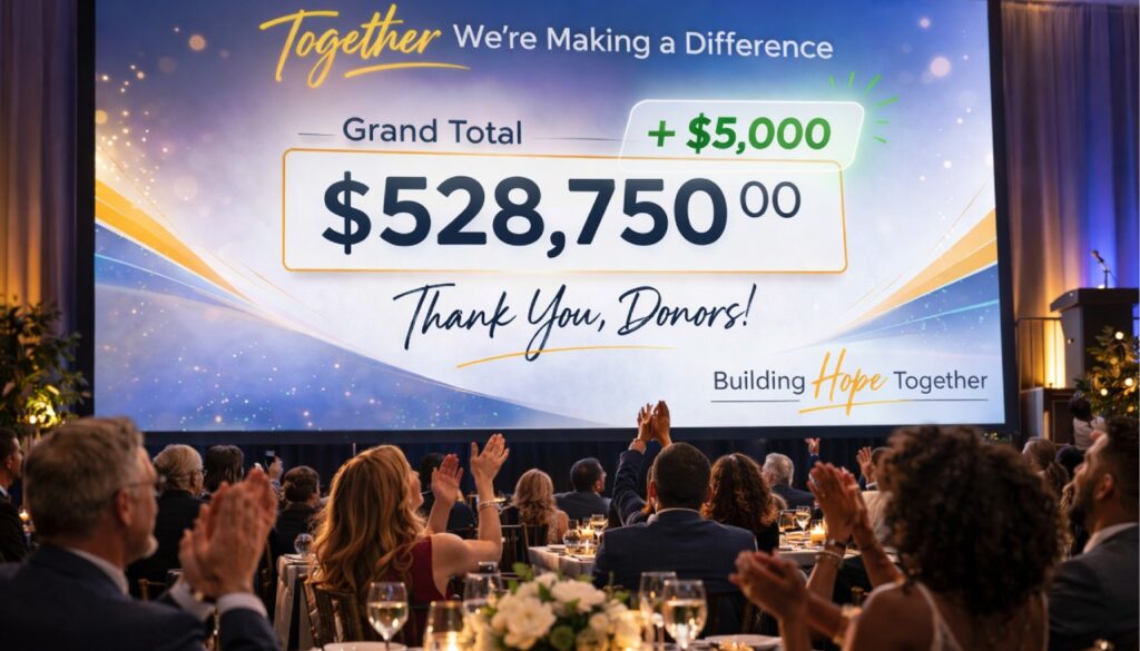 Live event impact display building momentum at a fundraising event