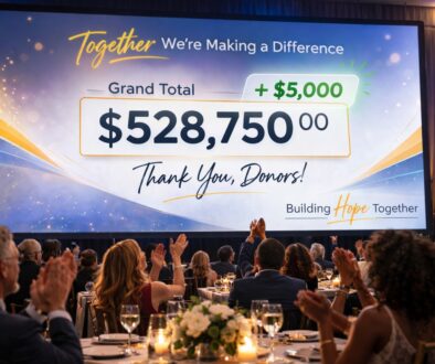 Live event impact display building momentum at a fundraising event