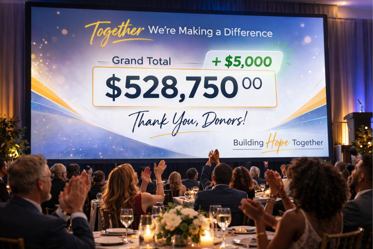 Live event impact display building momentum at a fundraising event